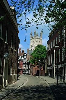 Street Scenes Prints: Old Town and cathedral, Gloucester, Gloucestershire, England, United Kingdom, Europe
