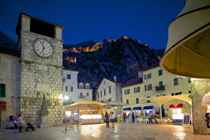 Clock Towers Prints: Old Town Clock Tower and Fort at dusk