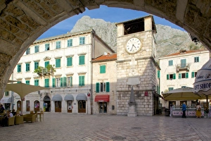 Clock Towers Prints: Old Town Clock Tower, Old Town, UNESCO World Heritage Site, Kotor, Montenegro, Europe
