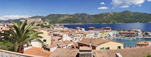 Livorno Province Prints: Old town, Fort Stella Fortress and harbour, Portoferraio, Island of Elba, Livorno Province