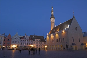 Old Town Hall in Old Town Square at night, Old Town, UNESCO World Heritage Site
