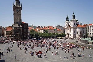 Large Group Prints: The Old Town Hall Tower with the famous celestial clock, Prague, Czech Republic, Europe