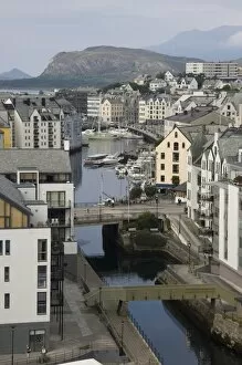 The old town and harbour at Alesund, Norway, Scandinavia, Europe