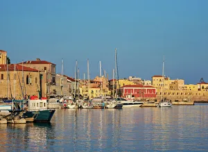 Chania Prints: Old Town Marina at sunrise, City of Chania, Crete, Greek Islands, Greece, Europe