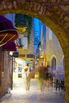 Budva Prints: Old Town at night, Budva, Montenegro, Europe