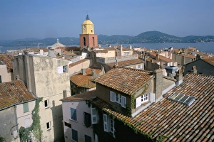 St Tropez Prints: The old town, Presqu ile de St. Tropez, Var, Cote d Azur, Provence