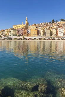 Old Towns Prints: The old town with the Saint-Michel-Archange Basilica, Menton, Alpes Maritimes