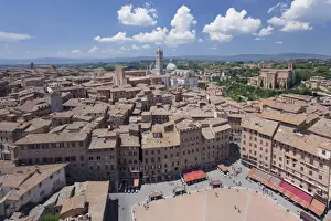 Siena Prints: Old town with Santa Maria Assunta Cathedral and Piazza del Campo
