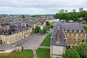 Chateau Prints: Old town seen from the Chateau de Sedan
