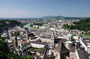 View From Above Prints: Old Town seen from fortress Hohensalzburg, Salzburg, Austria, Europe