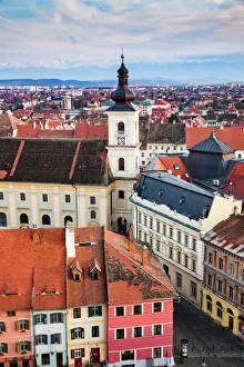 Old Towns Prints: Old town of Sibiu, Transylvania, Romania, Europe