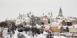 Old Town skyline featuring Dominican Priory, Cathedral and Trinitarian Tower, winter Old Town skyline featuring Dominican Priory, Cathedral and Trinitarian Tower, winter