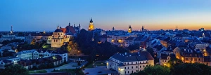 Polish Culture Prints: Old Town skyline at twilight, City of Lublin, Lublin Voivodeship, Poland, Europe