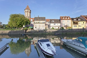 Recreational Boats Prints: Old town with Spitzer Turm Tower