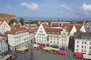 Old town square with cafe canopies, Old town, UNESCO World Heritage Site