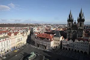 Tyn Church Prints: Old Town Square and Tyn Church, Prague, Czech Republic, Europe
