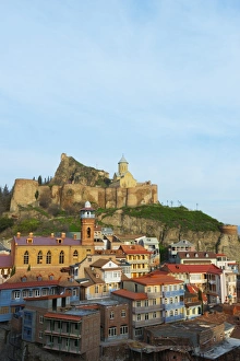 Old town and St. Nicholas church on top of Narikala Fortress, Tbilisi, Georgia, Caucasus