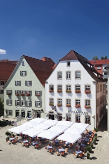 Market Place Prints: Old town with street cafe on the market place