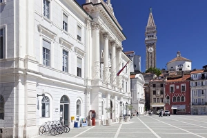 Piran Prints: Old town with Tartini Square, townhall and the cathedral of St