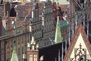 Silesia Prints: Old Town view from Marii Magdaleny Church, Wroclaw, Silesia, Poland, Europe