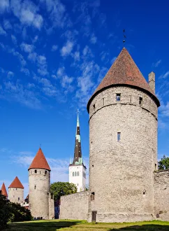Estonia Prints: Old Town Walls, UNESCO World Heritage Site, Tallinn, Estonia, Europe