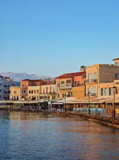 Chania Prints: Old Town Waterfront at sunrise, City of Chania, Crete, Greek Islands, Greece, Europe