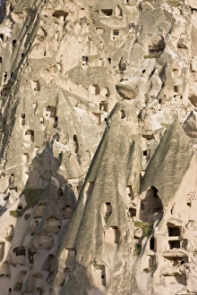 Images Dated 20th April 2008: Old troglodytic cave dwellings in Uchisar, Cappadocia, Anatolia, Turkey
