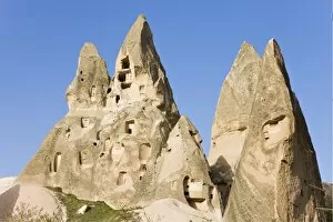 Images Dated 20th April 2008: Old troglodytic cave dwellings in Uchisar, Cappadocia, Anatolia, Turkey
