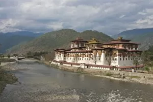 The old tsong, an old castle of Punakha, Bhutan. Asia