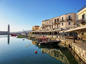 Lighthouses Prints: Old Venetian Port, City of Rethymno, Rethymno Region, Crete, Greek Islands, Greece, Europe