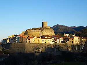 Pyrenees Orientales Prints: The old village and tower, Laroque des Alberes, Pyrenees Orientales, France, Europe