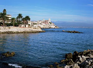 Cote Dazur Prints: Old walls and castle at Antibes, Cote d Azur, French Riviera, Provence
