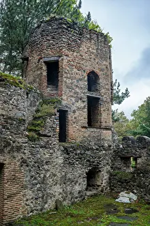 Preservation Prints: Old watchtower from Ksani Rulers stands in Leningor surrounded by nature in the Republic of South Ossetia
