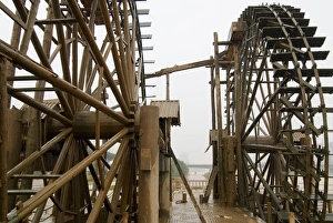 Irrigation Prints: Old waterwheels on the Yellow river, Lanzhou, Gansu, China, Asia