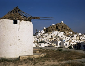 Hora Prints: Old windmill and the main town of Hora