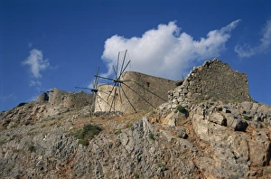Crete Prints: Old windmills at the entrance to the plateau, at 2700 ft