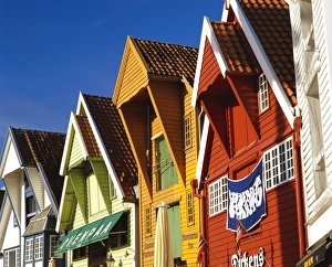 Northern Europe Prints: Old wooden buildings along Skagenkaien