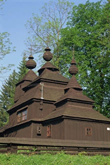 Slovakia Prints: Old wooden Orthodox church at Ladomirova