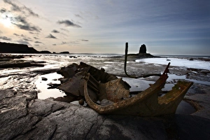 Wreck Prints: Old wreck and Black Nab at Saltwick Bay