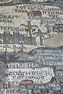Antiquities Gallery: Oldest map of Palestine, mosaic, dated AD 560, St. Georges Church, Madaba, Jordan