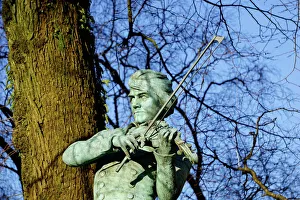 Bergen Prints: Ole Bulls Statue Man Playing Violin, Bergen, Norway, Scandinavia, Europe