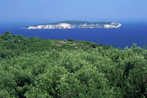 Olives Prints: Olive groves and the island of Anti-Paxos seen from Paxos, Greek Islands, Greece, Europe