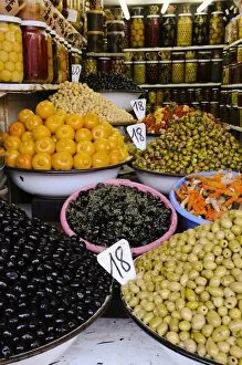 Olive stall, Medina Souk, Marrakech, Morocco, North Africa, Africa