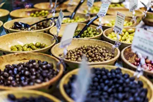 Freshness Prints: Olive stand in Borough Market, Southwark, London, England, United Kingdom, Europe