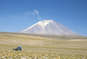 Geometric Shape Prints: Ollague volcano, with summit fumarole steam plume, Andes mountains, Bolivia