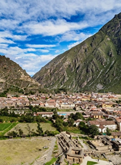 Inca Prints: Ollantaytambo, elevated view, Sacred Valley, Cusco Region, Peru, South America