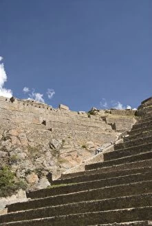 Ollantaytambo, Huge stone terraces at the Inca ruins of Ollantaytambo, The Sacred Valley