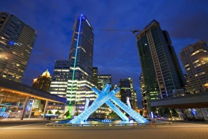 Olympic Prints: Olympic Flame burner at night near the Convention Centre, Waterfront downtown