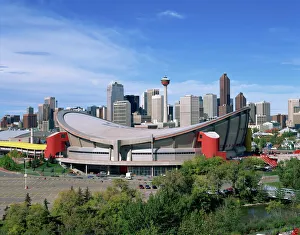 Calgary Prints: The Olympic Saddledome and skyline, Calgary, Alberta, Canada, North America