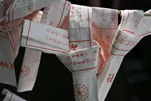 Images Dated 15th May 2009: Omikuji fortune-telling papers, Tokyo, Japan, Asia